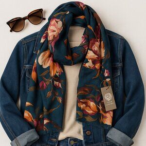 VINCE CAMUTO Floral Wool Modal Scarf | New
